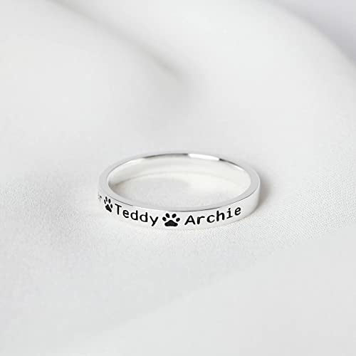 Dog Name Ring, Dog Mom Gift, Memorial Pet Gift, Custom Pet Names Ring
