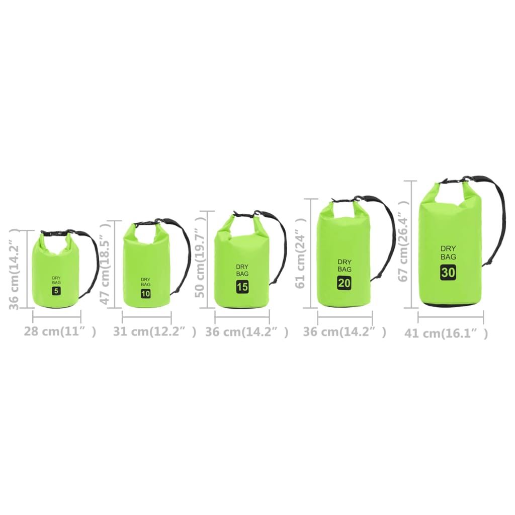 vidaXL Dry Bag Green 7.9 gal PVC
