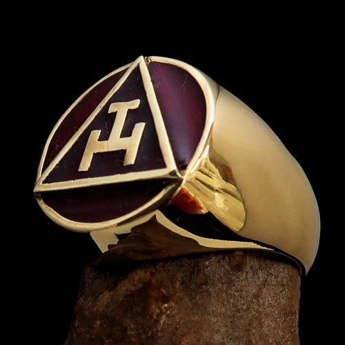 Excellent crafted ancient Men's Red Masonic Pinky Ring - Solid Brass