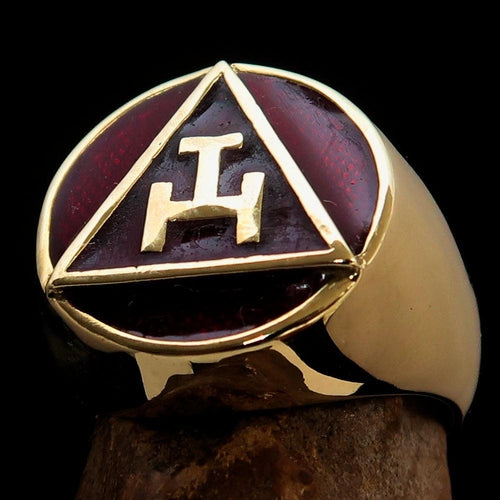 Excellent crafted ancient Men's Red Masonic Pinky Ring - Solid Brass