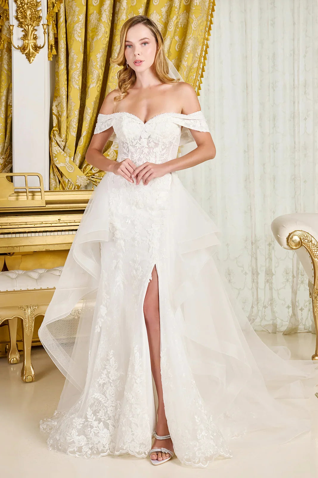Intricately Detailed Off-Shoulder Wedding Gown