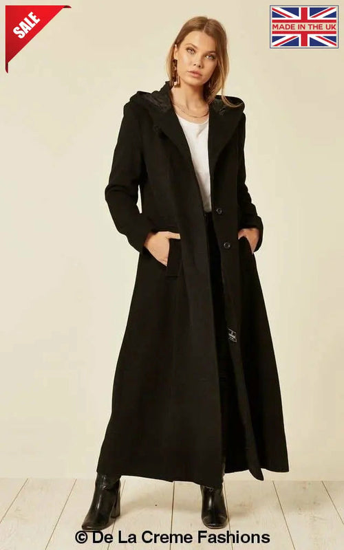 Oversized Wool Blend Hooded Long Coat (1716)